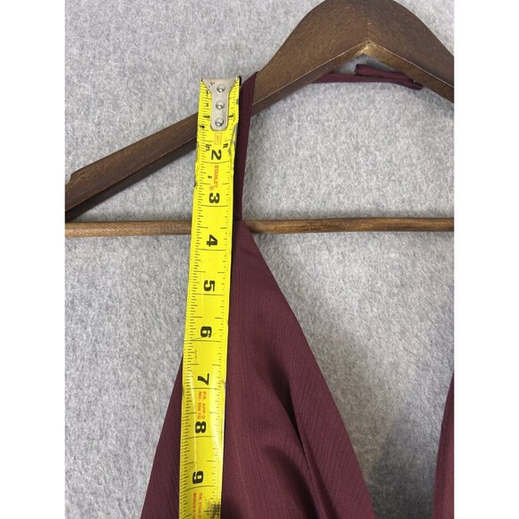 White by Vera Wang Maxi Dress Women 4 Wine Ruffle Halter Bridesmaid Formal Gown - Picture 3 of 11